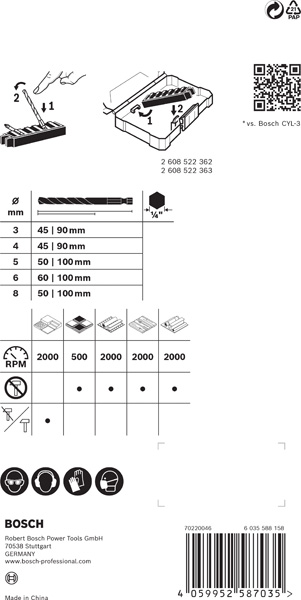BOSCH EXPERT HEX-9 Multi Construction Pick & Click Set, 3-8 mm