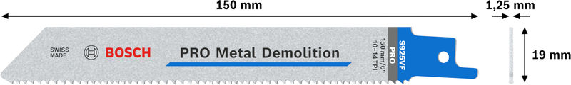 BOSCH PRO Metal Demolition S1125VF Säbelsägeblatt, 1,25 x 19 x 225 mm, 5-tlg. BOSCH PRO Metal Demolition S1125VF Säbelsägeblatt, 1,25 x 19 x 225 mm, 5-tlg.