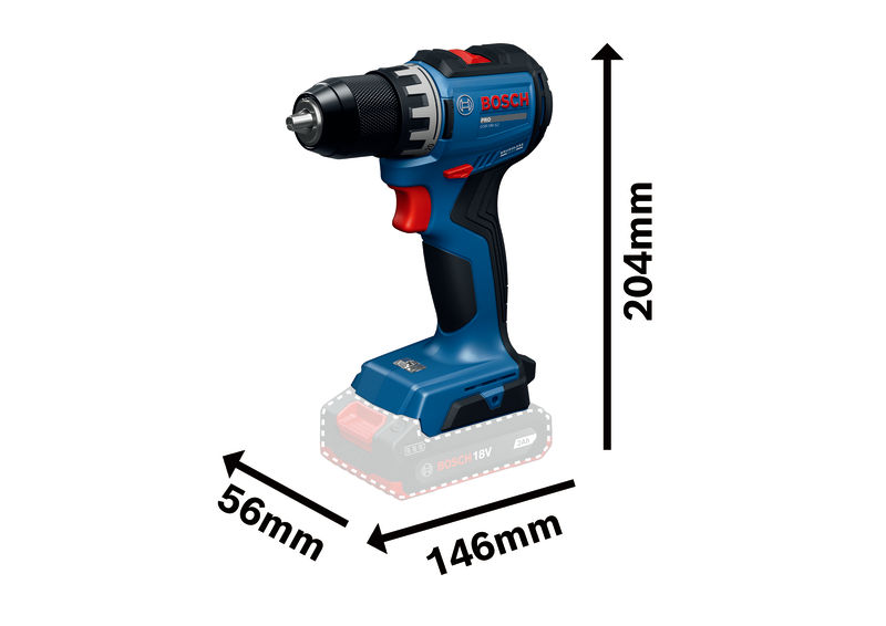 BOSCH Akku-Bohrschrauber GSR18V-52, 1 x GBA 18V 4.0Ah, 1 x GBA 18V 2.0Ah in L-BOXX
