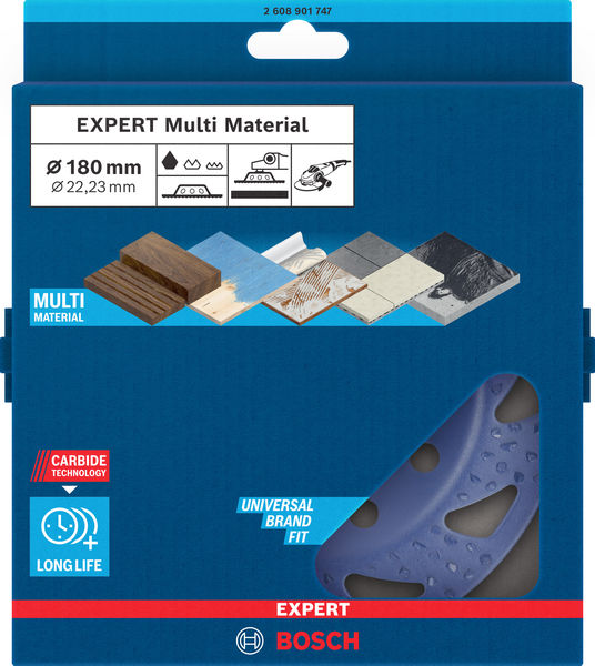 BOSCH EXPERT Multi Material Carbide-Topfscheibe grob, flach, 180 mm, 22,23 mm