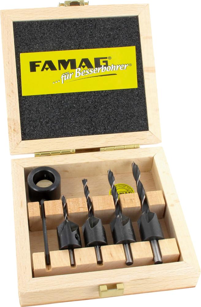 FAMAG Bohrer-Senker-Satz 4tlg. im Holzk. Famag