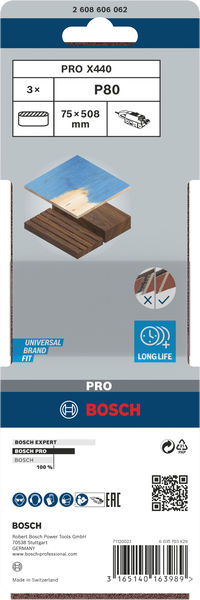 BOSCH PRO X440 Schleifband, 75 x 508 mm, G80