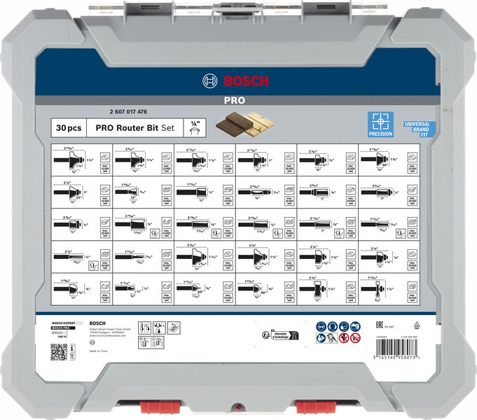BOSCH PRO Fräsersatz gemischt, Schaft 1/4", 30-tlg