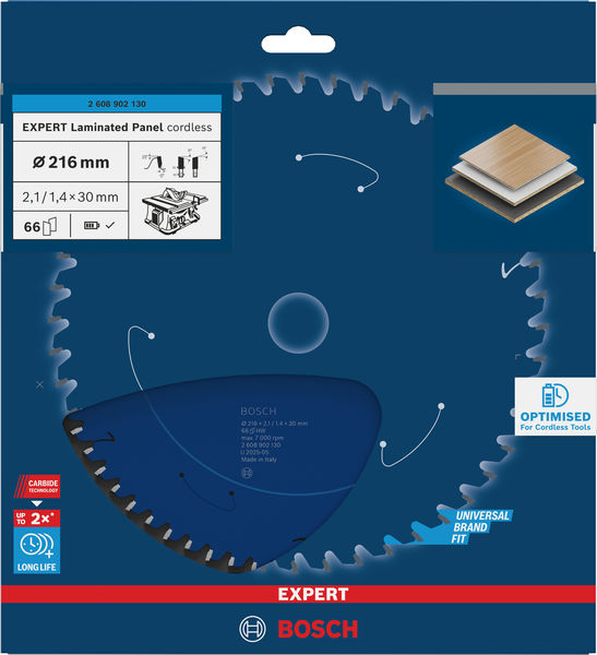 BOSCH EXPERT Laminated Panel Kreissägeblatt, 216x2,1x30 mm, Z66