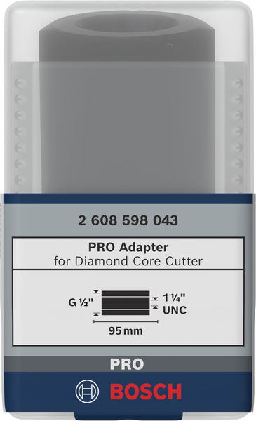 BOSCH Adapter für Diamantbohrkronen, Maschinenseite1 1/4Zoll UNC, Kronenseite G1/2Zoll