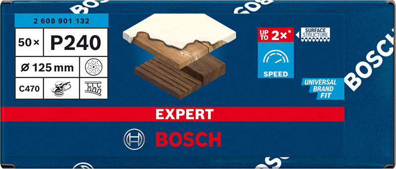 BOSCH EXPERT C470 Schleifscheibe, 125mm, K240, Multilochung, 50-tlg.