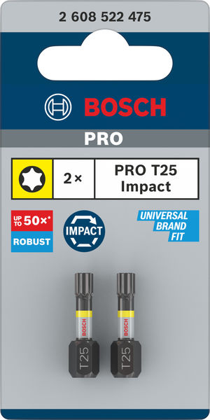 BOSCH PRO Torx Impact Bit, T25, 25 mm, 2-tlg. BOSCH PRO Torx Impact Bit, T25, 25 mm, 2-tlg.