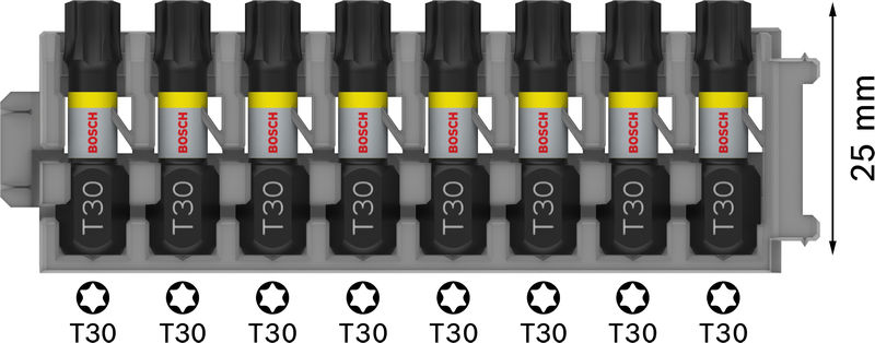 BOSCH PRO Torx Impact Bit, T30, 25 mm, 8-tlg.
