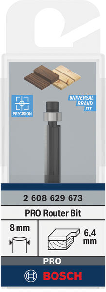 BOSCH PRO Bündigfräser mit untenliegendem Führungskugellager, Ø6,35 x L20, Schaft 8 mm