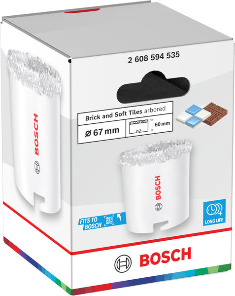 BOSCH Brick and Soft Tile Lochsäge mit Aufsteckhalter, 67 x 60 mm BOSCH Brick and Soft Tile Lochsäge mit Aufsteckhalter, 67 x 60 mm