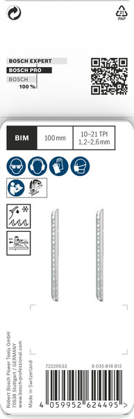 BOSCH PRO Metal thick and thin T123XF Stichsägeblatt, 100 mm, 2-tlg. BOSCH PRO Metal thick and thin T123XF Stichsägeblatt, 100 mm, 2-tlg.