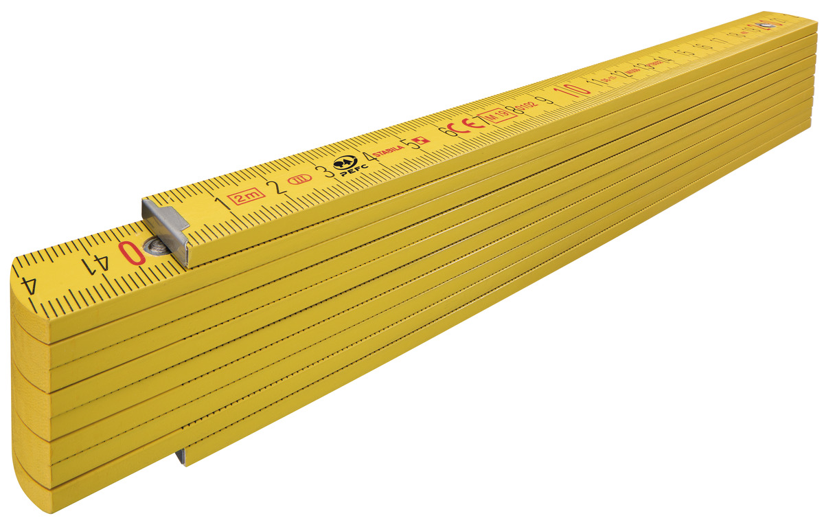 STABILA Zollstock Type 407, 2 m, gelb, metrische Skala, Winkelfunktion, Meterstab aus PEFC-zertifiziertem Holz, Stahlblechgelenke mit integrieter Stahlfeder STABILA Zollstock Type 407, 2 m, gelb, metrische Skala, Winkelfunktion, Meterstab aus PEFC-zertifiziertem Holz, Stahlblechgelenke mit integrieter Stahlfeder