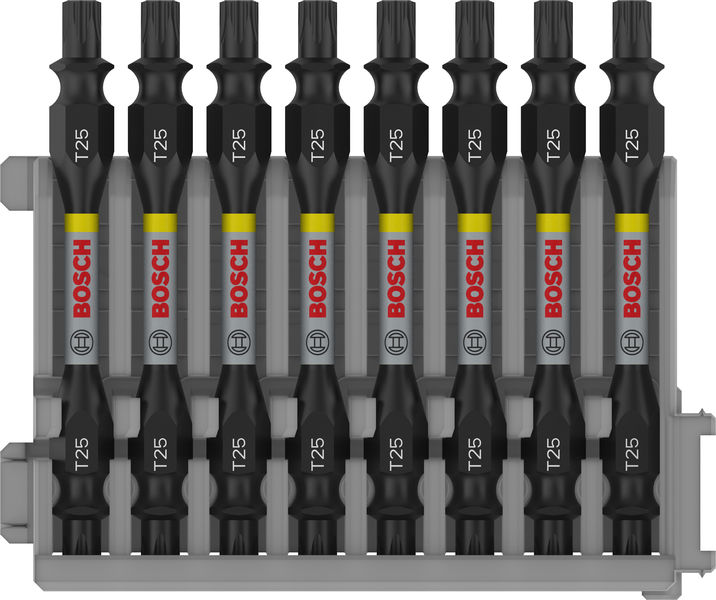 BOSCH PRO Impact Schrauberbit mit Doppelklingen und Pick and Click, T25, 65 mm, 8-tlg. BOSCH PRO Impact Schrauberbit mit Doppelklingen und Pick and Click, T25, 65 mm, 8-tlg.