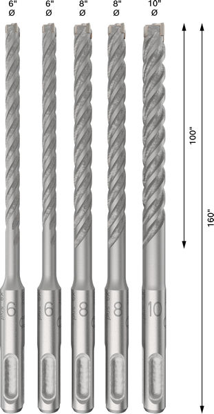 BOSCH PRO SDS plus-5X Hammerbohrer-Set, 6/6/8/8/10 mm, 5-tlg.