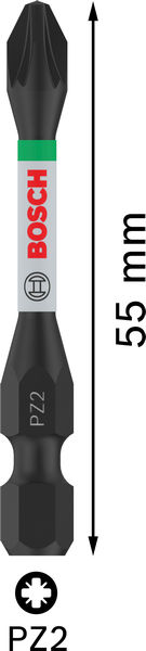 BOSCH PRO Pozidriv Impact Bit, PZ2, 55 mm, 2-tlg.