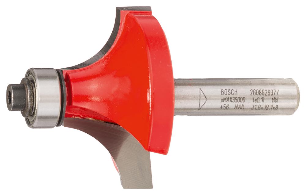 BOSCH Abrundfräser Expert for Wood, 8 mm, D 38,1 mm, R1 12,7 mm, L 19 mm, G 61 mm