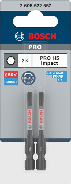 BOSCH PRO Hex Impact Bit, H5, 55 mm, 2-tlg.