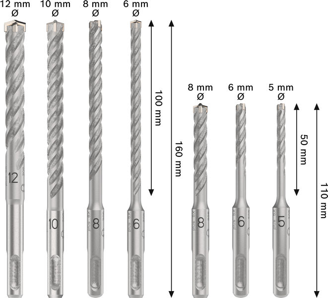 BOSCH PRO SDS plus-5X Hammerbohrer-Set, 5/6/8/6/8/10/12 mm, 7-tlg