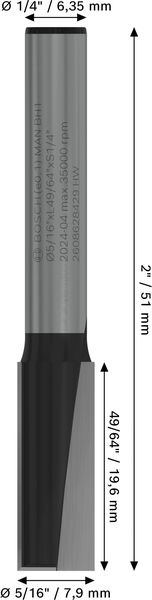 BOSCH PRO Nutfräser, zweischneidig, Ø 5/16" x L 49/64", Schaft 1/4" BOSCH PRO Nutfräser, zweischneidig, Ø 5/16" x L 49/64", Schaft 1/4"