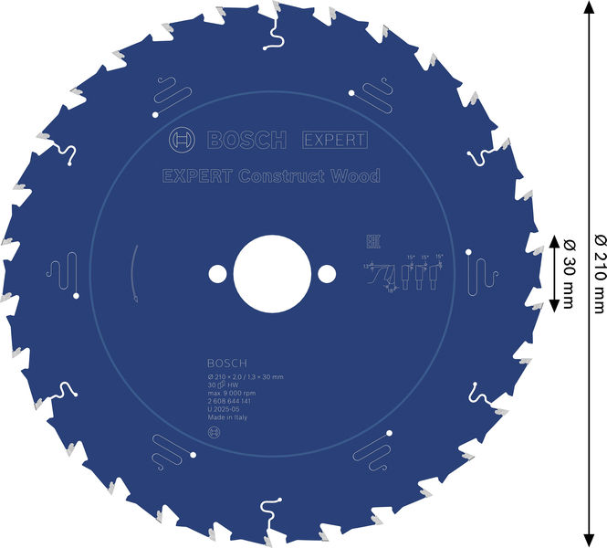 BOSCH EXPERT Construct Wood Kreissägeblatt, 210x2/1,3x30 mm, Z30