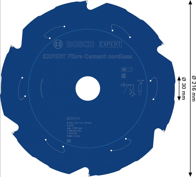 BOSCH EXPERT Fiber Cement Kreissägeblatt, 216x2x30 mm, Z6