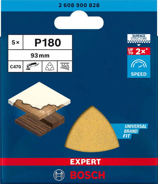 BOSCH EXPERT C470 Deltaschleifblatt, 93mm, K180, 6 Löcher, 5-tlg.