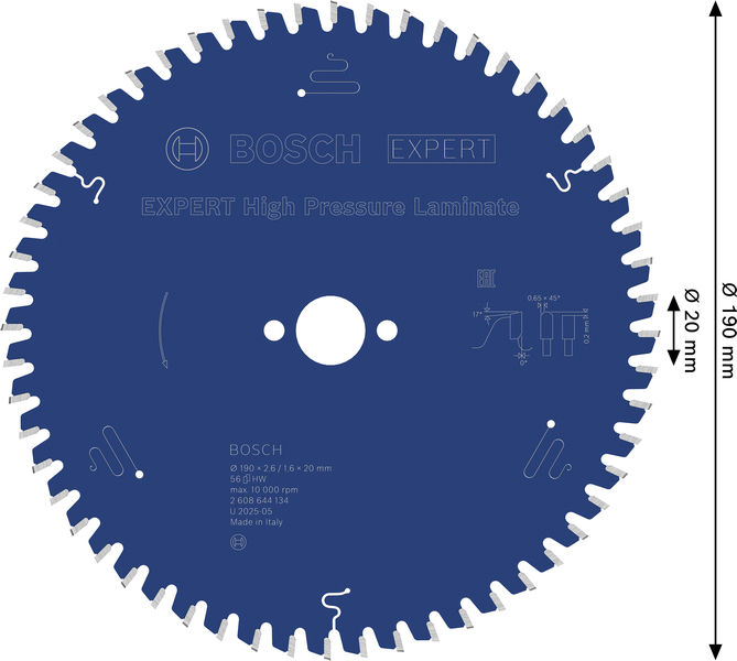 BOSCH EXPERT High Pressure Laminate Kreissägeblatt, 190x2,6/1,6x20 mm, Z56 BOSCH EXPERT High Pressure Laminate Kreissägeblatt, 190x2,6/1,6x20 mm, Z56