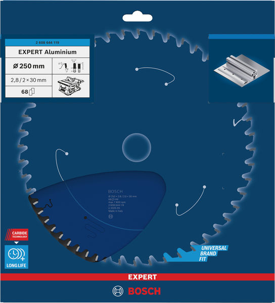 BOSCH EXPERT Aluminium Kreissägeblatt, 250x2,8/2x30 mm, Z68