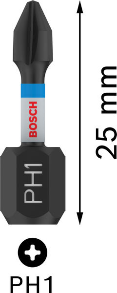 BOSCH PRO Phillips Impact Bit, PH1, 25 mm, 2-tlg. BOSCH PRO Phillips Impact Bit, PH1, 25 mm, 2-tlg.