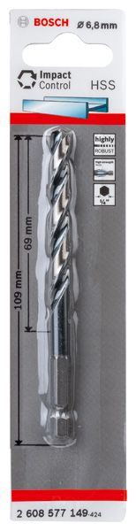 BOSCH HSS Spiralbohrer mit Sechskantschaft 6,8 mm BOSCH HSS Spiralbohrer mit Sechskantschaft 6,8 mm
