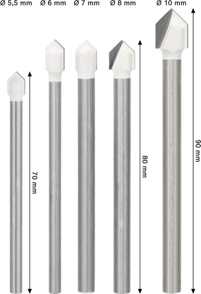BOSCH CYL-9 Ceramic dry Fliesenbohrer-Set, 5,5/6/7/8/10 mm, 5-tlg