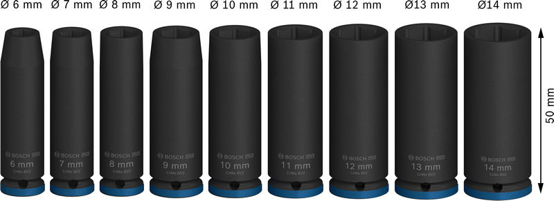 BOSCH PRO Impact Steckschlüsselsatz Set, 1/4", tief, 9-tlg. BOSCH PRO Impact Steckschlüsselsatz Set, 1/4", tief, 9-tlg.