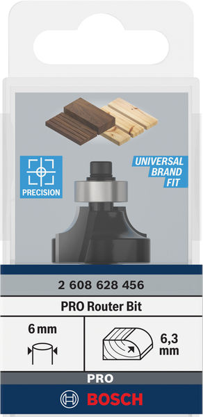 BOSCH PRO Abrundfräser, R 6,3, Schaft 6 mm BOSCH PRO Abrundfräser, R 6,3, Schaft 6 mm
