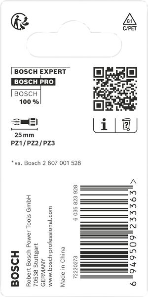 BOSCH PRO PZ Impact Bit Set, 25 mm, 3-tlg BOSCH PRO PZ Impact Bit Set, 25 mm, 3-tlg