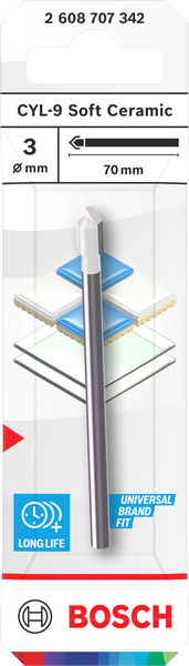 BOSCH CYL-9 Soft Ceramic Bohrer, 3 x 70 mm