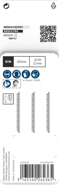 BOSCH PRO Hardwood clean reverse T101BRF Stichsägeblatt, 100 mm, 3-tlg.