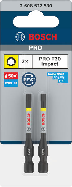 BOSCH PRO Torx Impact Bit, T20, 55 mm, 2-tlg. BOSCH PRO Torx Impact Bit, T20, 55 mm, 2-tlg.