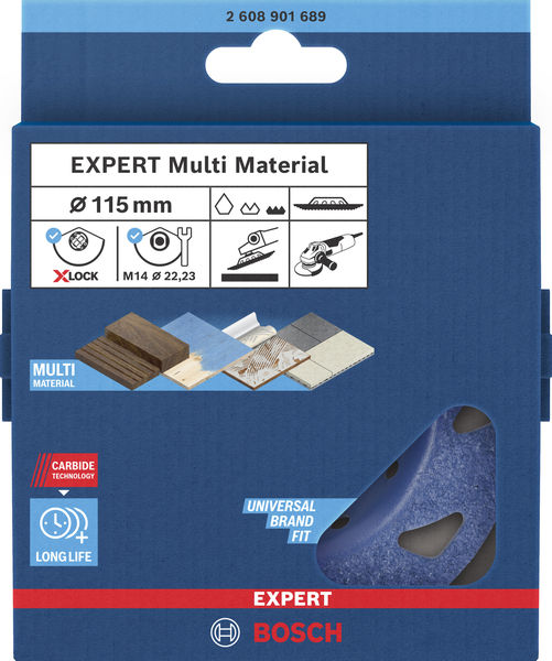 BOSCH EXPERT Multi Material Carbide-Topfscheibe fein, schräg, X-LOCK, 115 mm, 22,23 mm