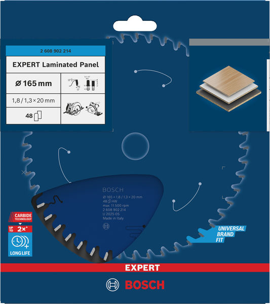 BOSCH EXPERT Laminated Panel Kreissägeblatt, 165x1,8x20 mm, Z48
