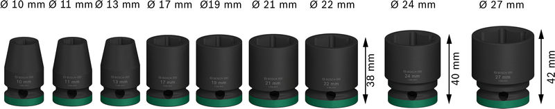BOSCH PRO Impact Steckschlüsselsatz Set, 1/2", Standard, 9‑tlg.