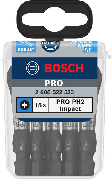 BOSCH PRO Phillips Impact Bit, PH2, 55 mm, 15-tlg.