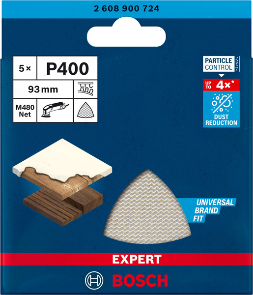 BOSCH EXPERT M480 Schleifnetz, 93x93mm, K400, 5-tlg.
