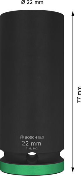 BOSCH PRO Impact Steckschlüsselsatz, 1/2", 22 mm, tief