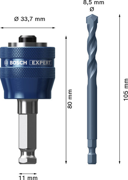 BOSCH EXPERT Power Change Plus mit Zentrier, Ø8,5 x 60 x 105 mm, 2-tlg. BOSCH EXPERT Power Change Plus mit Zentrier, Ø8,5 x 60 x 105 mm, 2-tlg.