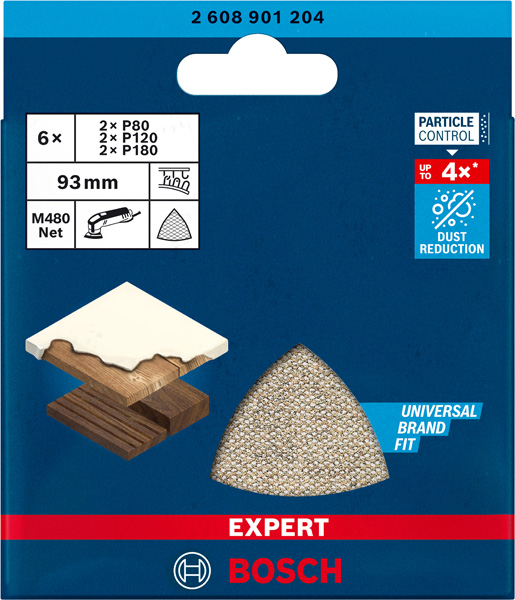 BOSCH EXPERT M480 Schleifnetz Set, 93mm, K80-180, 6-tlg.