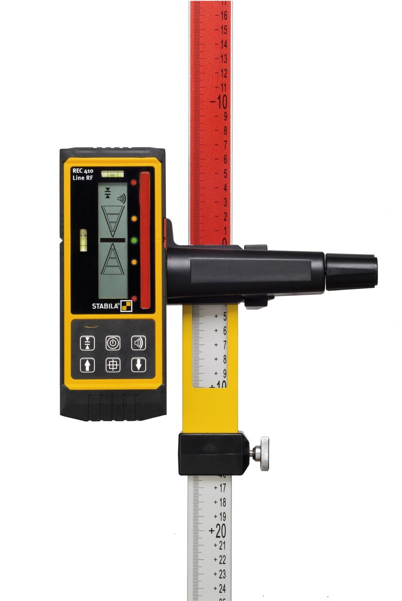 STABILA Empfänger REC 410 Line RF, Receiver für Linienlaser mit roten Laserstrahlen, automatische Feinausrichtung, kompatibel mit STABILA LA 80 L