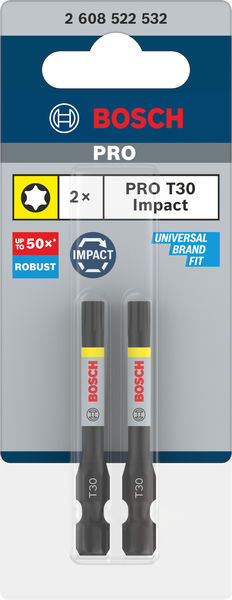 BOSCH PRO Torx Impact Bit, T30, 55 mm, 2-tlg.