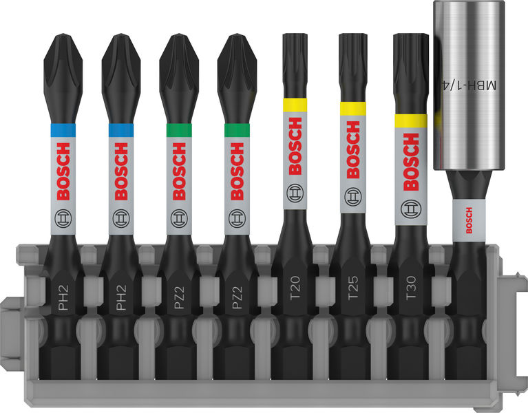 BOSCH PRO Impact Set mit Standard-Bithalter und Pick and Click-Index, 8-tlg. BOSCH PRO Impact Set mit Standard-Bithalter und Pick and Click-Index, 8-tlg.