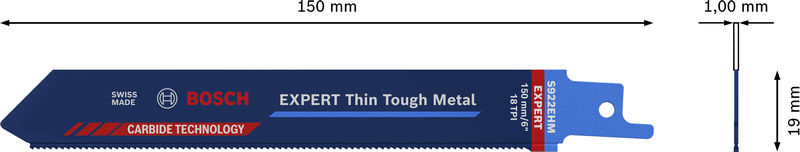BOSCH EXPERT S922EHM Thin Tough Metal Säbelsägeblatt, 3-tlg. BOSCH EXPERT S922EHM Thin Tough Metal Säbelsägeblatt, 3-tlg.