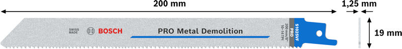 BOSCH PRO Metal Demolition S1025VF Säbelsägeblatt, 1,25 x 19 x 200 mm, 5-tlg. BOSCH PRO Metal Demolition S1025VF Säbelsägeblatt, 1,25 x 19 x 200 mm, 5-tlg.